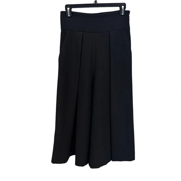 MILLY Black High Waisted Pleated Culotte Pants Pockets Wide Leg 4 - Picture 6 of 7